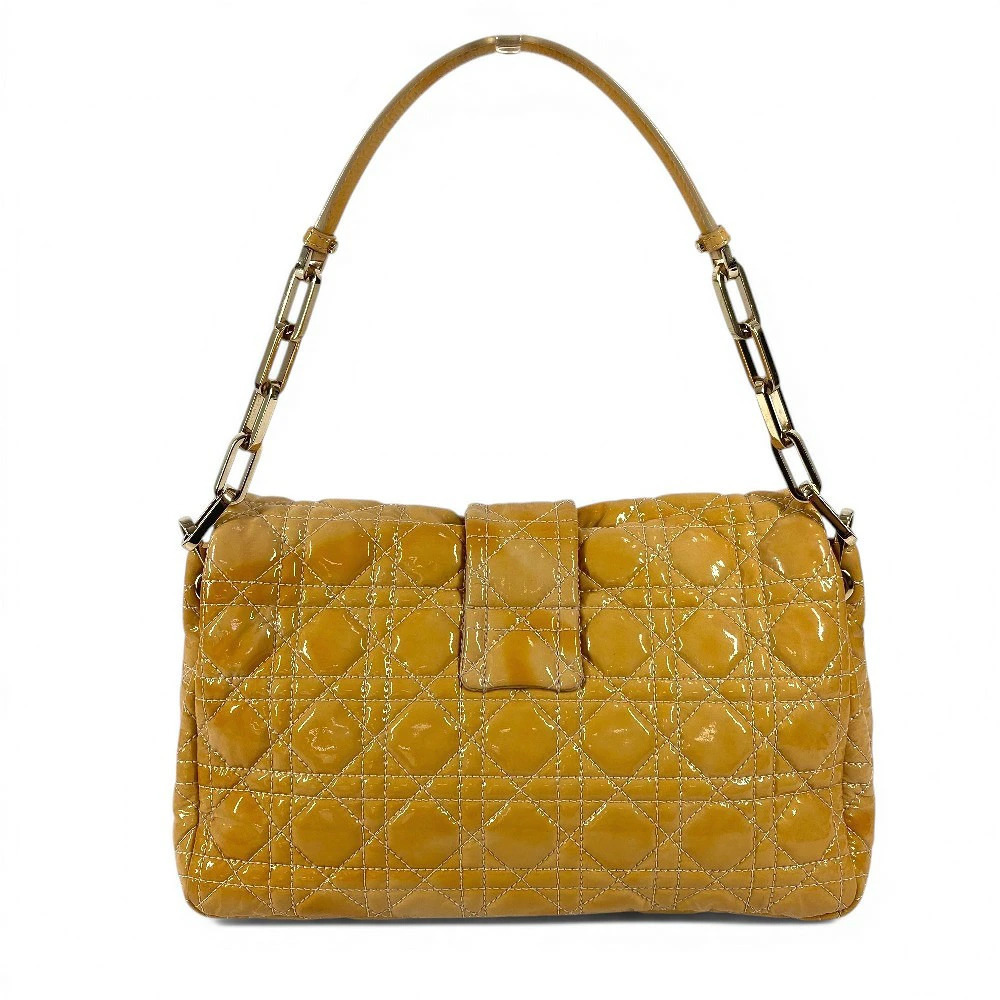 Dior  Shoulder Christian Chain Flap Enamel Beige Cannage Bag Tan
